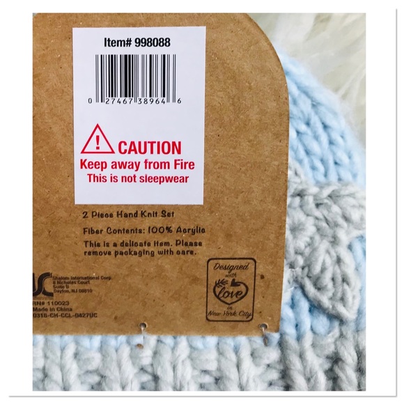 So’ Dorable Hand Knit Newborn Set Blue Gray Trim Size Newborn - Picture 5 of 5